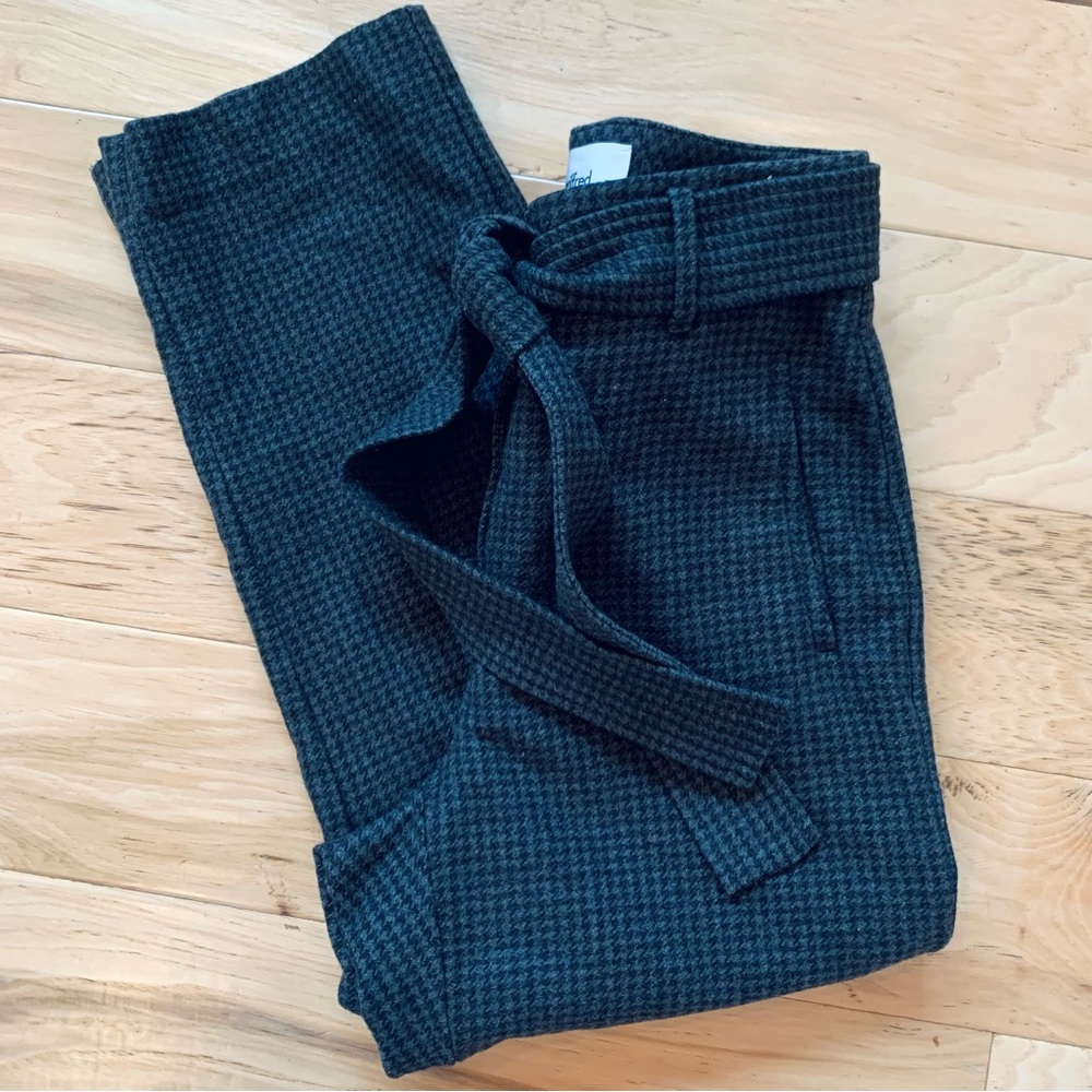 Wilfred Trousers Wool Blend Plaid High Rise Tie Front Belt Pants Crop Size 2